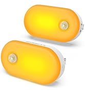 Lyridz Amber Night Light with Motion Sensor, Plug in LED Nightlights, 120LM Stepless Adjustable B...