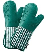 Alselo Silicone Oven Mitts Heat Resistant 932? with Waterproof & Non-Slip Kitchen Mittens, Set of...