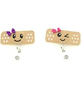 Calsgkspray 2 Pcs Brown Nurse Badge Holder Reel,Retractable Cute Bandaid Badge Clip,ID Badge Hold...