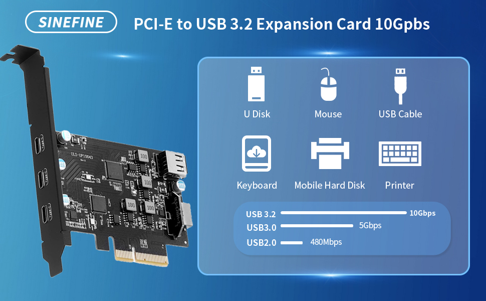 sinefine usb 3.2 gen 2 expansion card