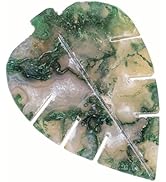 Runyangshi Moss Agate Crystal Decor Leaves Sculpture Natural Moss Agate Stone Crystal Leaf Figuri...