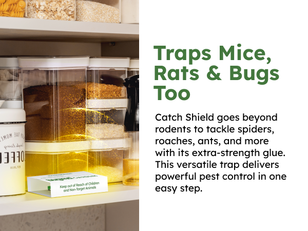 Catch Shield Traps Extra-strength glue Versatile pest control solution Simple, one-step use
