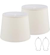 2 Pack Drum Lampshades, 11" Top x 13" Bottom x 10" High, Beige Lamp Shades | Medium Replacement L...