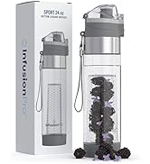 Infusion Pro 24 oz Infusion Water Bottle with Fruit Infuser, Insulated Sleeve & Fruit Infused Wat...