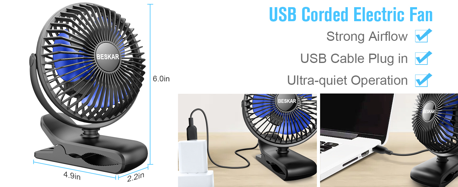 usb corded electric fan