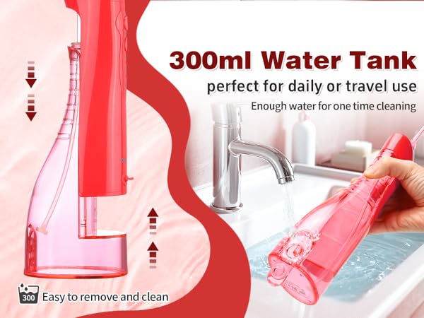 TOVENDOR electric water flosser with 300ML large water tank easy to remove and clean