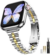 MioHHR Slim Metal Bands Compatible with Apple Watch Ultra 2 1 Series 10/9/8/7/SE/6/5/4/3/2/1,Thin...