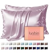 LYSHIN Silk Pillow Cases 2 Pack Standard Size with Zipper, Lavender | 19 Momme Mulberry Silk Pill...