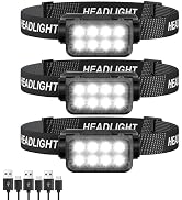 Sogdeco Rechargeable Headlamp Flashlight, 8 LED 2500LM Ultra-Light Bright Headlight, Waterproof L...