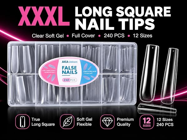 XXXL LONG SQUARE NAIL TIPS