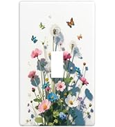HLCoChT Decorative Art Light Switch Covers Colorful Wildflower Bouquet Butterfly Switch Plate Cov...