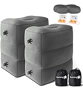 Sunany Inflatable Foot Rest Pillow for Airplane - Kids/Adults - Adjustable Height Cushions, to Sl...