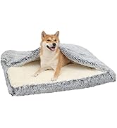 Dog Bed with Cover Cave, Orthopedic Dog Bed with Blanket, 33.5 * 27.6'' Rectangle Pet Crate Cozy ...