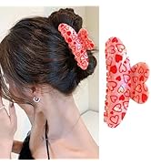 Valentine's Day Hair Claw Clips Red Heart Laser Design Hair Clips Valentines Holiday Hair Accesso...