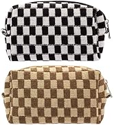 PAZIMIIK Checkered Makeup Bag for Purse Portable Zipper Make Up Pouch Small Cosmetic Case for Tra...