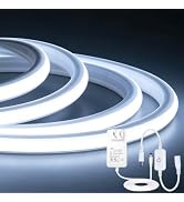 iNextStation 32.8FT Neon LED Light Strip 6500K White with Dimmer and Plug | 3120 LEDs Uniform 180...