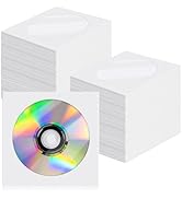 Krijuess CD DVD Sleeves 200 Pack, White CD DVD Sleeves Envelope Holder with Clear Window and Flap...
