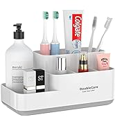 Toothbrush Holder,Bathroom Organizer Countertop, 5 Compartments Multifunctional Storage for Cosme...