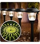Beau Jardin 8 Pack Solar Pathway Lights Color Changing + Bright White Outdoor Garden Stake Glass ...