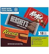 HERSHEY'S, KIT KAT and REESE'S Assorted Milk Chocolate Candy Variety Box, 27.3 oz (18 Pieces) | 1...