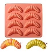 Fchil Silicone Caterpillar Bread Mold, 6-Cavity Baking Tray, 9.45 x 8.66 Inches, Heat Resistant u...