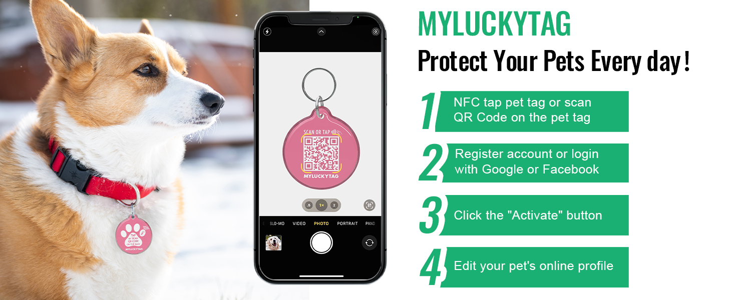 MYLUCKYTAG QR CODE NFC PETID TAGS
