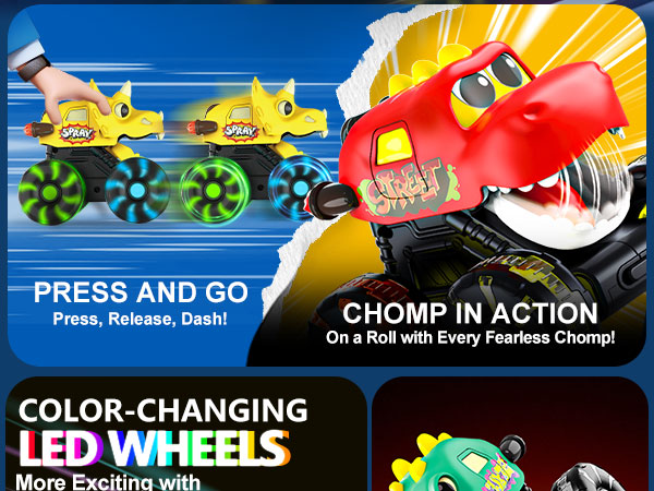 toddler monster truck cars toys press and go dinosaur cars for toddlers 1-3 2-4 3-5 3+ year old boys