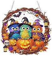 Eiflow Diamond Art Hanging Kit for Adults Halloween Bird, DIY Diamonds Pearl Painting Door Hanger...