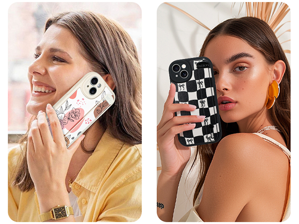 Ctue floral flowers checkered case for iphone with finger hand wrist loop strap