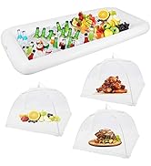 1PCS Inflatable Serving Bars and 3PCS Mesh Food Umbrella Covers Tent for Outdoor,Keep Salads Beve...