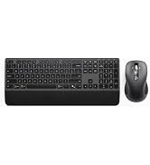 Wireless Keyboard and Mouse with Wrist Rest, Full Size Multi Device Keyboard and Mouse Combo, Blu...