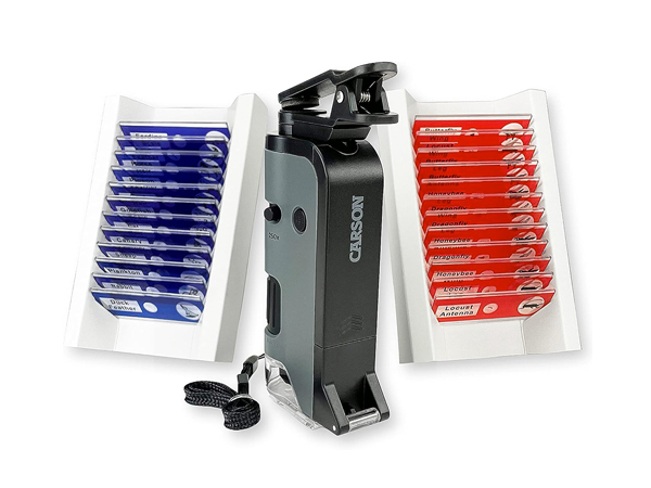 carson microscope kit, pocket microscope kit, microscope with slides, prepared slides, science kit