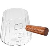 Kichvoe Glass Creamer Coffee Milk Creamer Frothing Pitcher Creamer Jug with Wood Handle 180ML Mil...