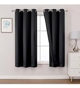 OWENIE Total Black Blackout Curtains 63 Inch Length 2 Panels for Bedroom Living Room, Solid Therm...