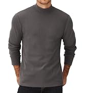COOFANDY Men's Mock Turtleneck Sweater Long Sleeve Half Neck Pullover Thermal Casual Ribbed High ...