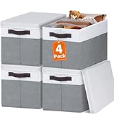 Criusia Large Storage Baskets Bins with Lids 4 Pack, Storage Baskets for Organizing Shelves Nurse...