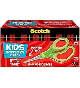 Scotch 5" Soft Touch Blunt Tip Kids Scissors, 12 Count Teacher’s Pack, Green, All-Purpose Scissor...