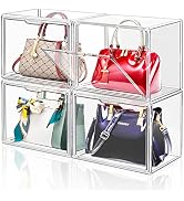 DILIBRA 4 Packs Clear Plastic Handbag Storage Organizer for Closet, Acrylic Display Case for Purs...