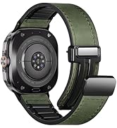 Charlam Magnetic Leather Bands Compatible with Samsung Galaxy Watch Ultra Bands 47mm(2025/2024), ...