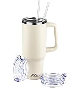 40 oz Tumbler with Handle and Straw Lid | Stainless Steel Water Bottle Travel Mug Reusable Insula...
