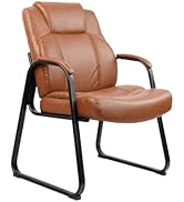 CLATINA Big & Tall 500 lb. Guest Chair, PU Leather Office Reception Chairs with Sled Base, Desk C...