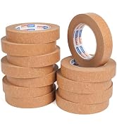 ADHES 12 Rolls Brown Kraft Paper Tape Packaging Tape Fully Recyclable Sticky Tapes, 0.94in x 55yd...