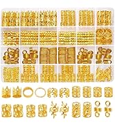 Wowang Hair Jewelry for Braids Accessories 220 PCS Gold Hair Cuffs for Women Hair Charms for Brai...