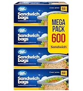 Sandwich Bags - Resealable Plastic Food Storage Bags For Lunch, Small Snacks - Reusable Zipper Lo...