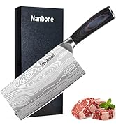 Nanbone Meat Cleaver Knife Ultra Sharp Kitchen Knife 8 Inch, High Carbon Stainless Steel Butcher ...