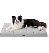Bedsure Cooling Dog Bed for Crate - Large Comfy Flat Puppy Beds with Removable Washable Cover, Or...