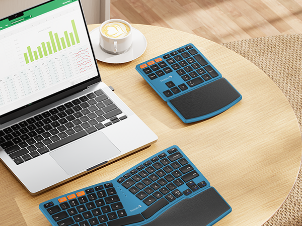 Ergonomic Keyboard with number pad - black blue A+ (6)