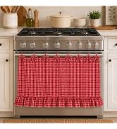 Linkrose Farmhouse Handmade Oven Skirt Curtain for Kitchen Decor, Oven Curtain Tie Top Appliance ...