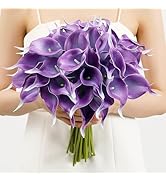 SITUMEIZI 24 PCS Purple Fake Flowers Artificial Calla Lily Silk Flowers Real Touch for Home Kitch...