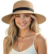 Senker Fashion Sun Hats for Women UV Protection, Packable Wide Brim Straw Hat for Men Beach Summe...